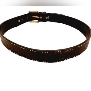 Ralph Lauren Leather Studed Black  Floral Medium Belt Silver Buckle